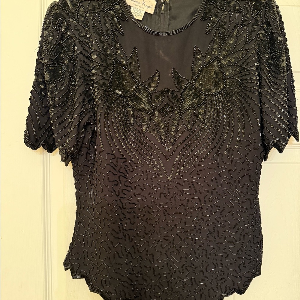 Laurence KazerBlack Beaded Women's Top